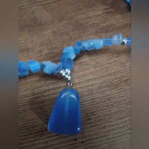 Vintage Blue Fiber Optic Chinky Beaded Necklace